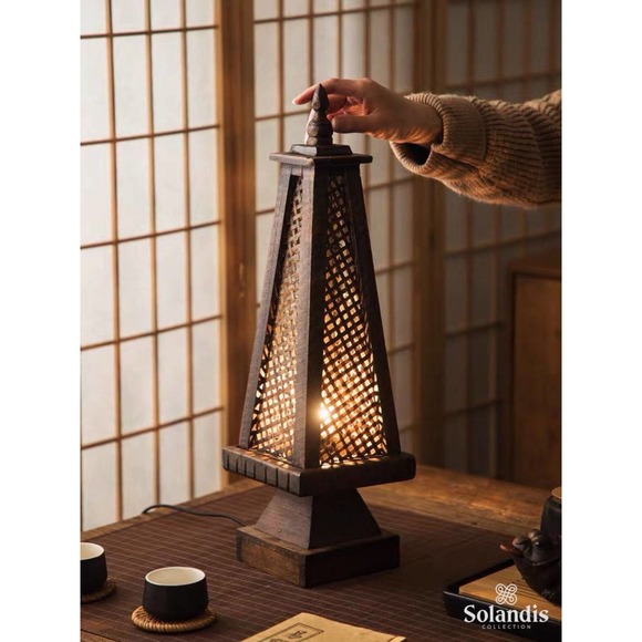 Handmade bamboo lamp, Table lamp, Bedside lamp, Teak & Bamboo light, Home decor - Picture 4 of 7